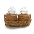 Wicker wrapped Glass Jars With Basket